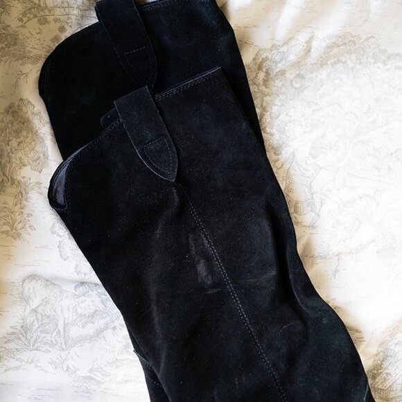 Blondo Black Wylde Suede Boot Waterproof  NEW Pointed Western Theme $229 - Picture 5 of 7